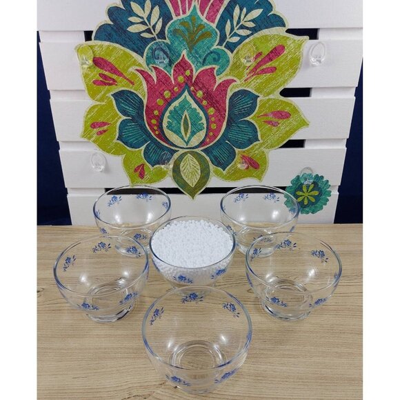 Dominion Glass Blue Rose Dessert Bowls/Vintage Dominion Glass Berries Bowls - Picture 3 of 8